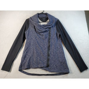 Calvin Klein Jacket Womens Size Medium Black Blue Knit Cotton Logo Side Zipper‎